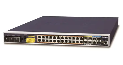 PLANET IGS-6325-24P4X / Switch průmyslový / L3 / 24x 1Gb RJ-45 / 4x 10Gb SFP+ / PoE 802.3at 440W / IP30