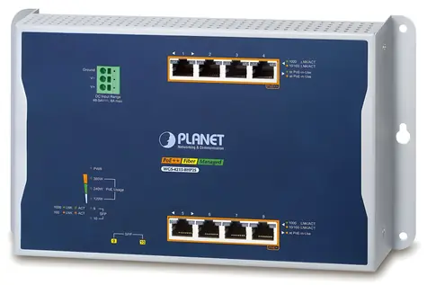 Planet WGS-4215-8HP2S / Switch / L4 / 8x 1Gb / 2x 1Gb SFP / PoE 802.3at/bt 360W / -40 až 75 °C / IP30 / fanless