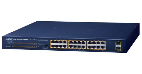 Planet GSW-2620HP / PoE switch / 24x 1Gb RJ45 / 2x SFP 1Gb / VLAN / 240W PoE budget
