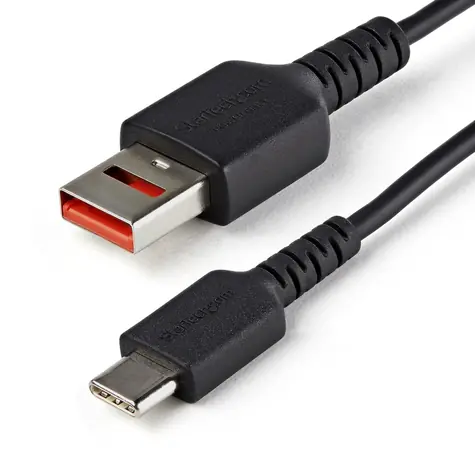 StarTech černá / Bezpečnostní nabíjecí adaptér / USB-A - USB-C / 12 W / 1 m