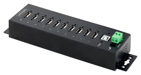StarTech Industrial černá / USB hub / 10 portů / USB 2.0 / provozní teplota 0-60 °C