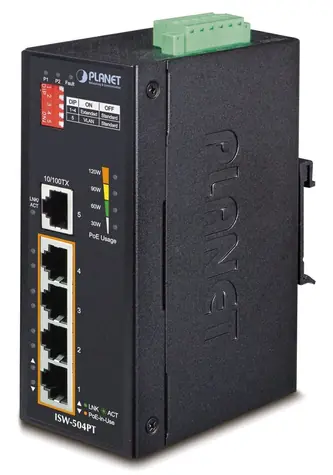 Planet ISW-504PT / Switch průmyslový / 5x RJ-45 / PoE+ 802.3af/at 120W / VLAN / -40 až 75 °C