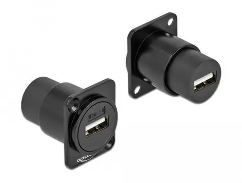 Delock D-Typ modul USB-A černá / Adaptér / USB 2.0 / pro panelovou montáž / zinkové kontakty