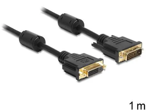 DeLock DVI-D 24+1 černá / Prodlužovací kabel / samec > samice / 1 m / pozlacené konektory