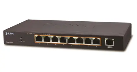 Planet PoE switch 8-portový fanless / Switch / 9x 10/100/1000 Mbps TP / 8x PoE 802.3at 30W/120W