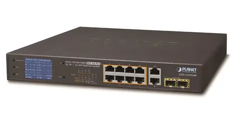 Planet GSD-1222VHP / PoE switch / 8x PoE + 2x 1000Base-T + 2x SFP / LCD / VLAN / IEEE 802.3at 120W / extend 250m