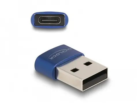 DeLock USB-A (M) - USB-C (F) modrá / Adaptér / USB 2.0 / 480 Mbit/s