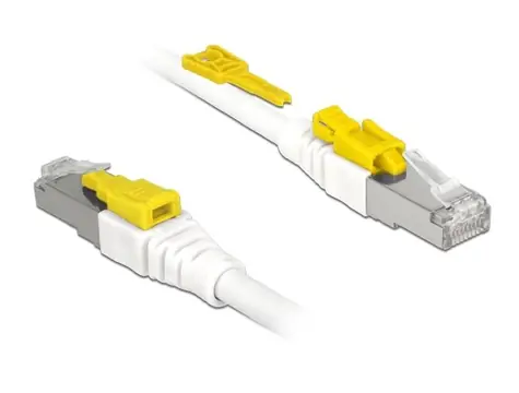 Delock Síťový kabel RJ45 Secure bílý / Síťový kabel / Cat.6A / S/STP / LSOH / 5 m