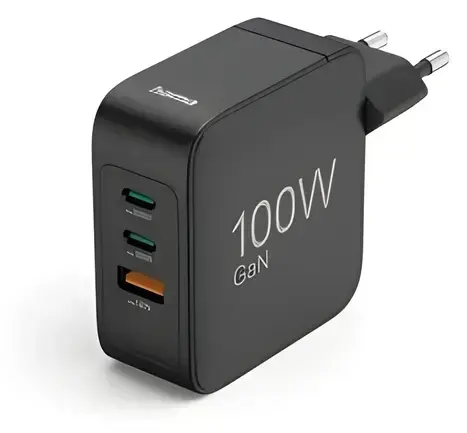 Hama GaN 100 W černá / Nabíječka / 2x USB-C / USB-A / PD