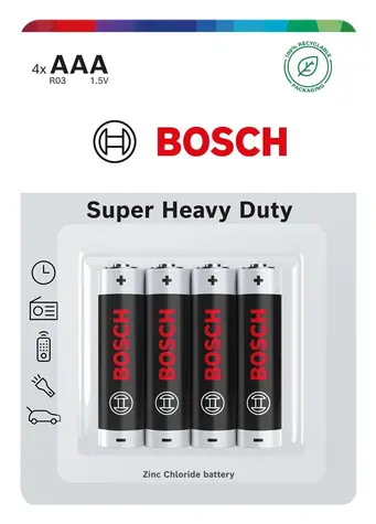 Bosch R03SHD4B/00 Super Heavy Duty AAA / Baterie / Alkalické / LR03 / 4 ks