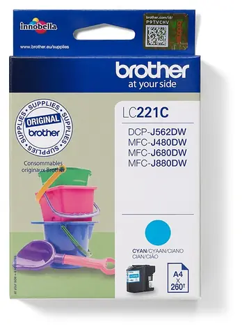 Brother LC-221C azurová / Inkoustová cartridge / 260 stran / MFC-J880DW