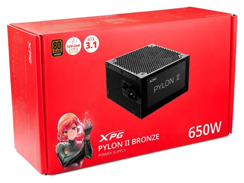 ADATA XPG PYLON II 650 černá / Zdroj / 650 W / ATX 3.1 / 80 PLUS Bronze / aktivní PFC / FDB ventilátor