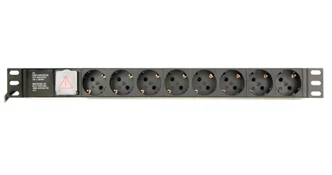 Gembird PDU 8x Schuko 1U 16A 3m černá / Zásuvkový panel do racku / 3680 W / vypínač