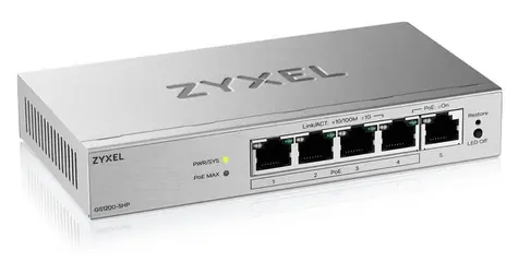 Zyxel GS1200-5HP v3 / Switch / Desktop / 5x GLAN / 4x PoE+ / PoE 68W
