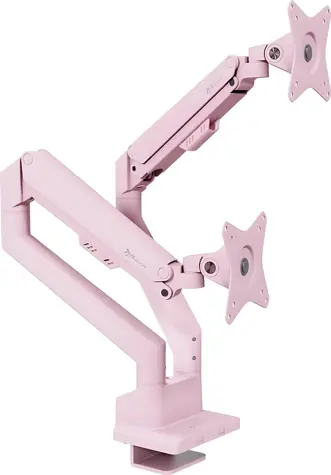 AROZZI ALZARE Neo Duo růžová / Stolní držák pro 2 monitory / 17-32