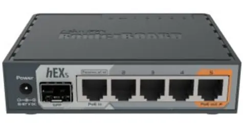 MikroTik RB760iGS hEX S / RouterBOARD / PoE in/out / 5x Gigabit LAN / SFP / USB / L4 / PSU