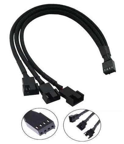 1stCOOL PWM-SPLIT-3 / Rozbočovač PWM ventilátorů / 1x 4pin - 3x 4pin / 25 cm / opletený