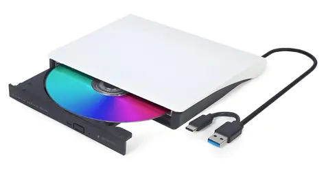 Gembird DVD-USB-031-BW černobílá / Externí DVD/CD mechanika / USB-A + USB-C