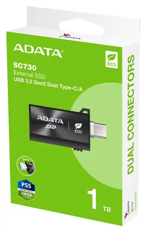 ADATA SC730 1TB černá / SSD / Externí / čtení: 600 MB/s / zápis: 600 MB/s / USB-A + USB-C 3.2 Gen 2