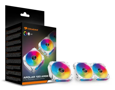 COUGAR Apolar 120 ARGB bílá, 3 ks / Ventilátor / 120 mm / 75,4 CFM / PWM / ARGB