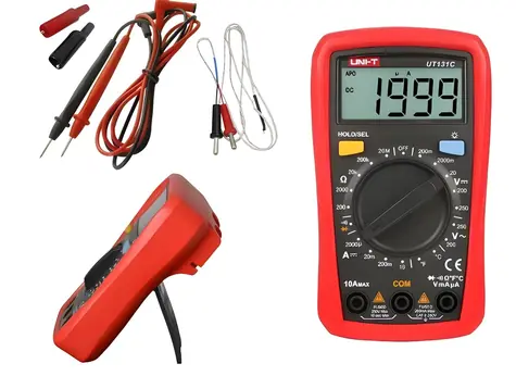 UNI-T UT131C červená/šedá / Digitální multimetr / CAT II 250 V / -40 až 1000 °C / odolnost proti pádu 2 m