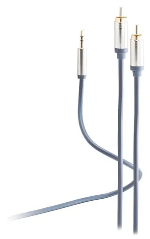 Shiverpeaks Flexline modrá / Propojovací audio kabel / Jack 3,5 mm - 2x Cinch / 1,5 m / pozlacené konektory