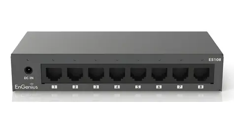 EnGenius ES108 černá / Switch / 8x Gigabit LAN / unmanaged / bez ventilátoru / na zeď
