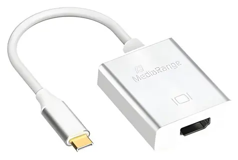 MediaRange USB-C na HDMI stříbrná / Adaptér / 4K 30Hz / pozlacené kontakty