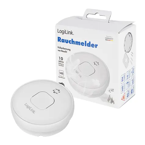 LogiLink Hlásič kouře VdS / Hlásič kouře / fotoelektrický / 85 dB / 10 let baterie / bílá