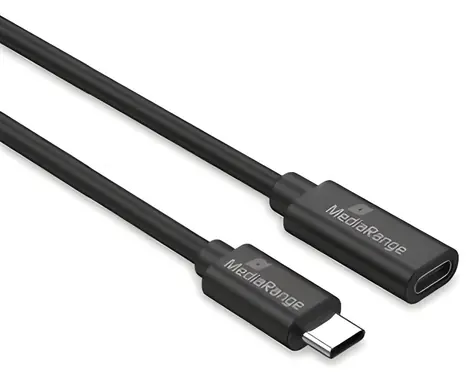 MediaRange USB-C (M) - USB-C (F) černá / Prodlužovací kabel / PD 60 W / USB 3.2 Gen 1 / 5 Gbit/s / 2 m