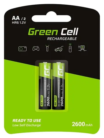 Green Cell GR05 / Nabíjecí baterie / AA / NiMH / 1,2 V / 2600 mAh / 2 ks