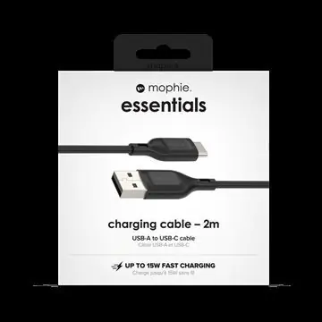 Zagg nabíjecí kabel USB-A - USB-C černá / Kabel / USB-A - USB-C / 2 m / 15 W