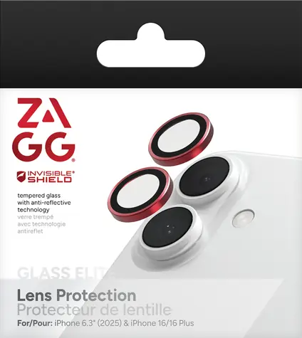 ZAGG InvisibleShield Premium Camera červená / Ochrana čoček fotoaparátu / iPhone 17/16/16+ / 2 ks