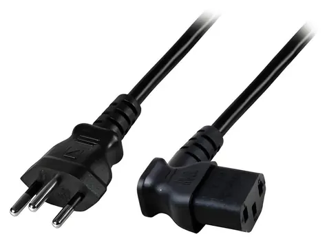 EFB Švýcarsko T12 - C13 90° černá / Napájecí kabel / 1,8 m / 10 A / 250 V