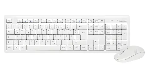 LogiLink Sada klávesnice a myši bílá / Bezdrátová sada klávesnice a myši / Německá klávesnice / 2.4 GHz / 1000 DPI