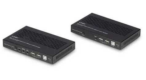 Lindy HDMI KVM extender 100 m černá / KVM extender / HDBaseT 3.0 / Cat6a / 4K60 / RS-232