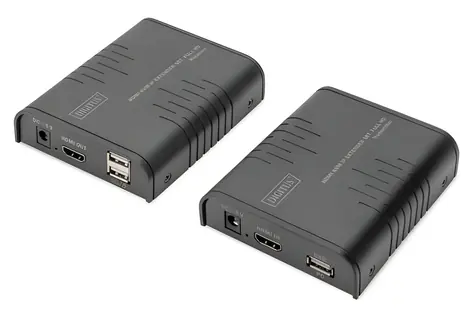 Digitus HDMI KVM IP Extender Set černá / HDMI extender / KVM / Cat5e / 120 m / Full HD 60Hz
