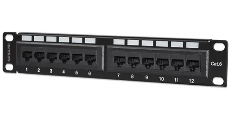 Intellinet patch panel Cat6 UTP černá 12 portů / Patch panel / RJ-45 / 10
