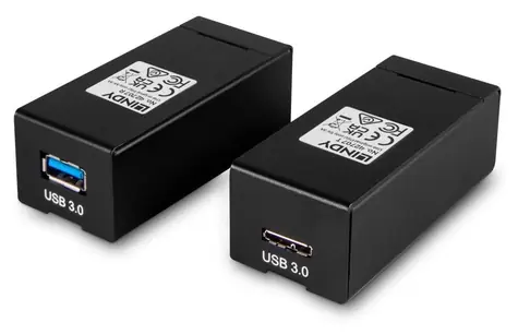 Lindy USB 3.1/3.0 extender po optickém vlákně 400 m / Extender / LC-LC konektory / napájení 5V/3A / 0-50 °C
