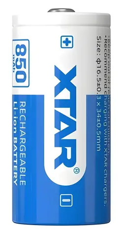 XTAR 16340/R-CR123 / Nabíjecí baterie / Li-ion / 3,7 V / 850 mAh / 1 ks