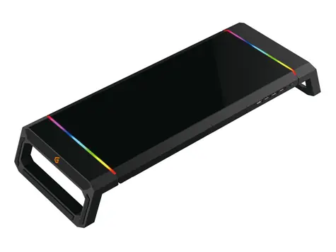 Conceptronic THORNE černá / Herní stojan pod monitor / RGB / 4x USB-A 2.0 / šuplík / nosnost 10 kg