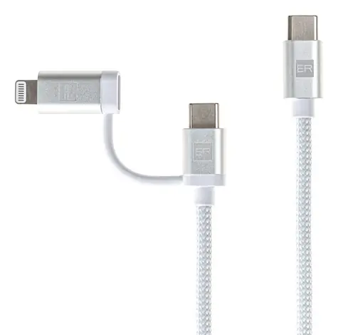 ER POWER USB-C/Lightning kabel bílá / Datový kabel / USB-C na USB-C/Lightning / 2 m / MFi certifikace