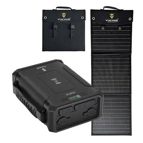 Viking VIDAR III + L60 PD černá / Set powerbanka a solární panel / 96000 mAh / bezdrátové nabíjení