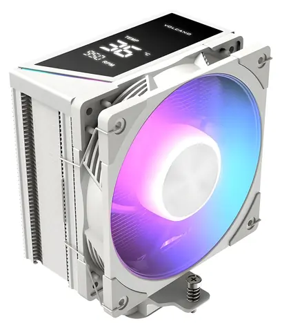 MODECOM Volcano 0C T202 bílá / Chladič CPU / LCD displej / 4x heatpipe / 120mm ARGB / TDP 190W