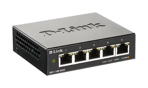 D-Link DGS-1100-05V2 / Switch / 5x Gigabit RJ45 / Smart managed / fanless
