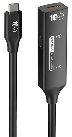 PremiumCord USB-C repeater a prodlužovací kabel M/F 5m / Prodlužovací kabel / USB-C / 10 Gbps / Aluminium