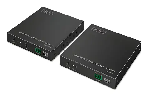 Digitus HDMI Fiber IP Extender Set černá / Extender HDMI signálu / 4K/60Hz / optický SFP / až 40 km