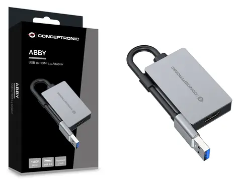 Conceptronic USB-A 3.2 na HDMI 1.4 šedá / Adaptér / 1920 × 1080 px / 60 Hz / 0,16 m