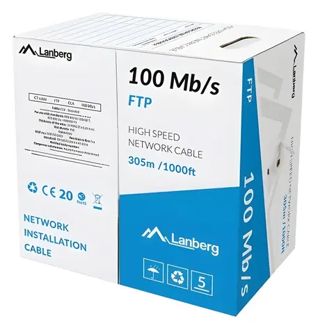 Lanberg FTP kabel 305m šedá / Síťový kabel / drát / CCA / 100 MHz / AWG24