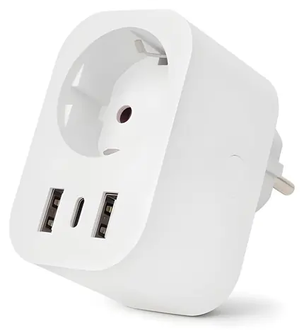 Entac WiFi zásuvkový adaptér bílá / Zásuvkový adaptér / 2x USB-A / 1x USB-C / 16 A / 3680 W